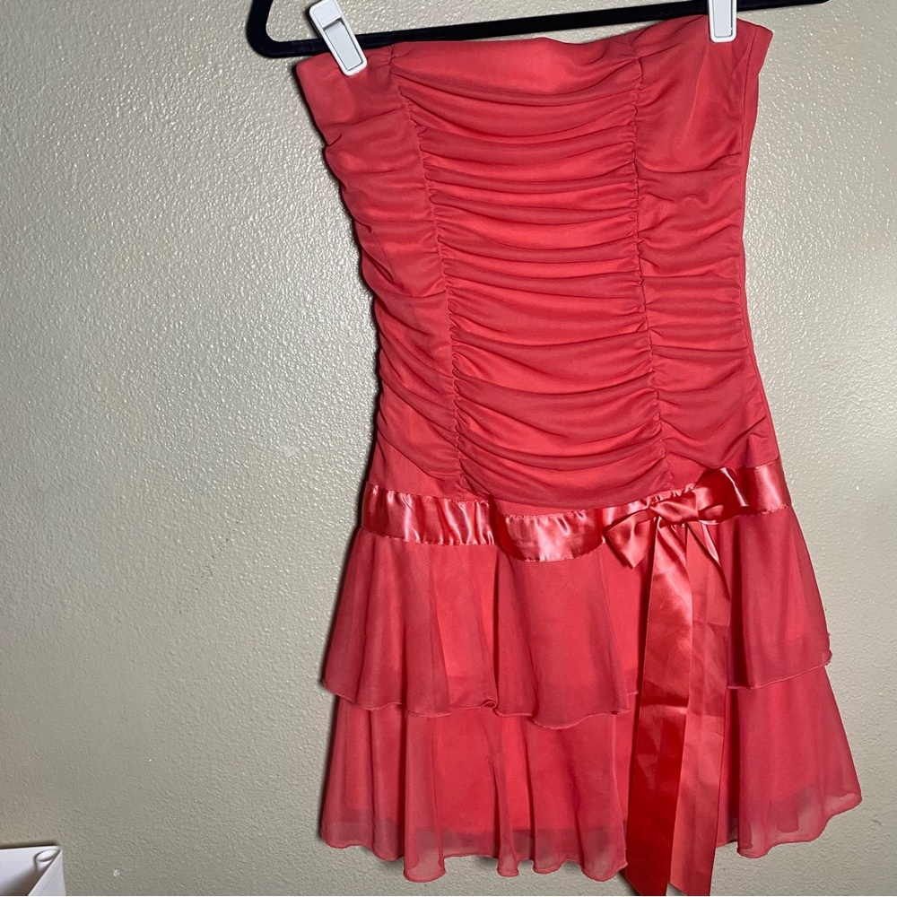 Vtg my Mitchell Womens Y2K  Babydoll Fairy Dress Pink Ruffle‎ M Strapless